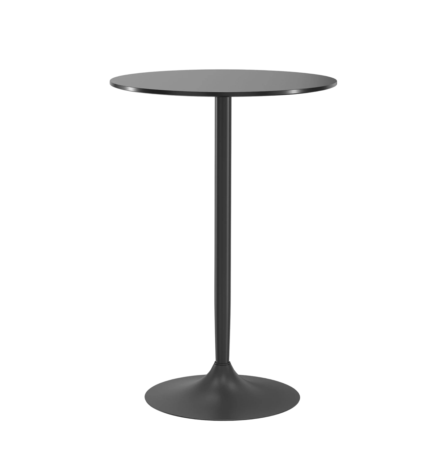 Mesa de Barra Moderna, Mesa Redonda para Cocina para 2 Personas, Base de Acero y Tapa de MDF, 70x102 cm, Negro