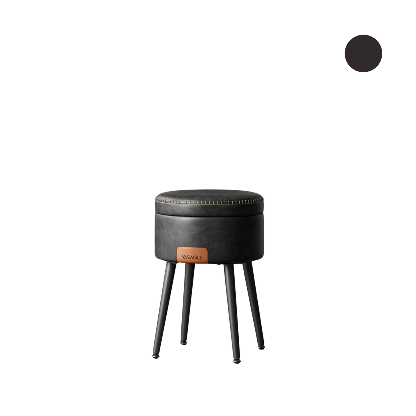 Banco otomano con almacenamiento de estilo mid-century moderno - Tapizado en cuero sintético y patas de acero