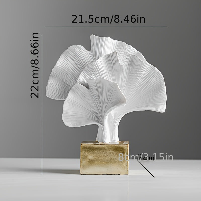 Escultura decorativa en resina - 3 Hojas de Ginkgo abstracta, arte elegante para interior