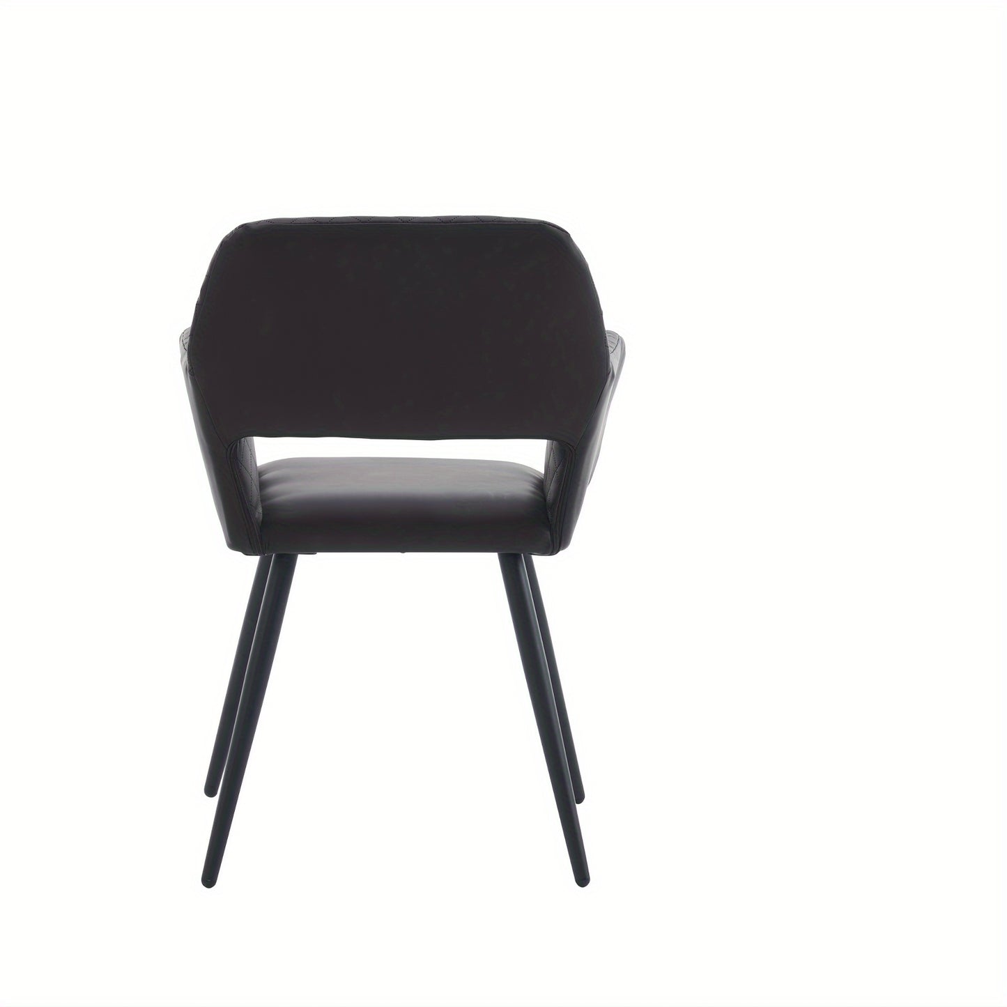 2 PIEZAS - Sillas de comedor de estilo contemporáneo tapizada en cuero sintético con reposabrazos y respaldo abierto