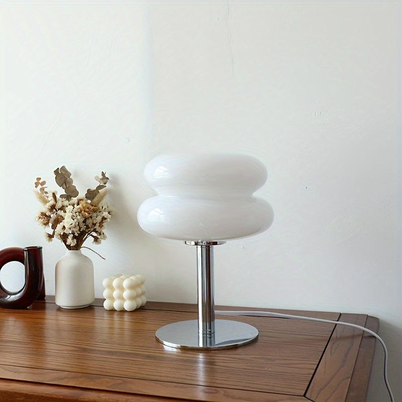 Lámpara de mesa de vidrio regulable - Disponible en 5 colores – Luz ambiental LED con conexión USB, diseño moderno para dormitorio, sala de estar u oficina