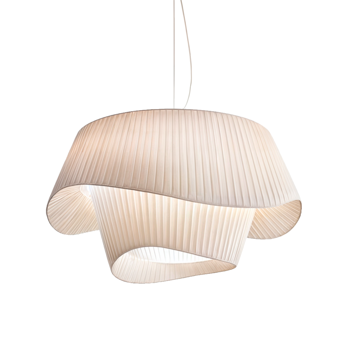 Lámpara colgante OLA de techo estilo francés – Pantalla de Tela Blanca y Estructura de Hierro – Disponible en 2 Tamaños y 3 Tonalidades de Luz LED