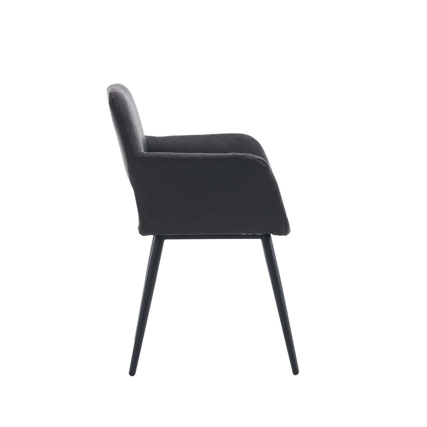 2 PIEZAS - Sillas de comedor de estilo contemporáneo tapizada en cuero sintético con reposabrazos y respaldo abierto