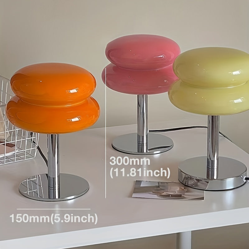 Lámpara de mesa de vidrio regulable - Disponible en 5 colores – Luz ambiental LED con conexión USB, diseño moderno para dormitorio, sala de estar u oficina