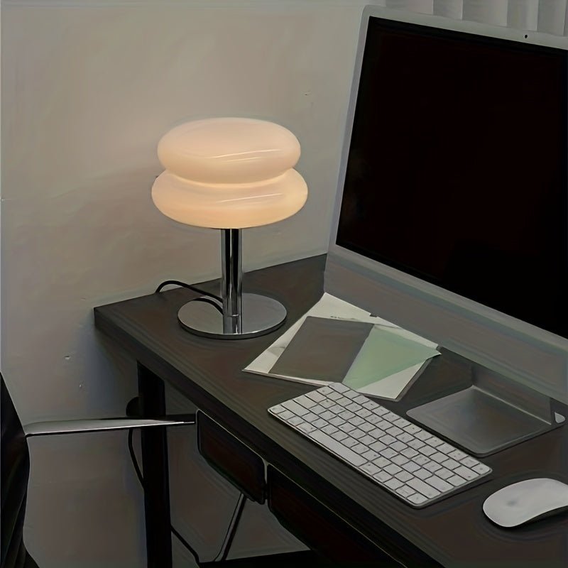 Lámpara de mesa de vidrio regulable - Disponible en 5 colores – Luz ambiental LED con conexión USB, diseño moderno para dormitorio, sala de estar u oficina