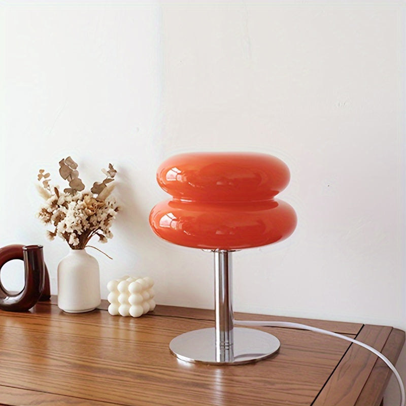 Lámpara de mesa de vidrio regulable - Disponible en 5 colores – Luz ambiental LED con conexión USB, diseño moderno para dormitorio, sala de estar u oficina