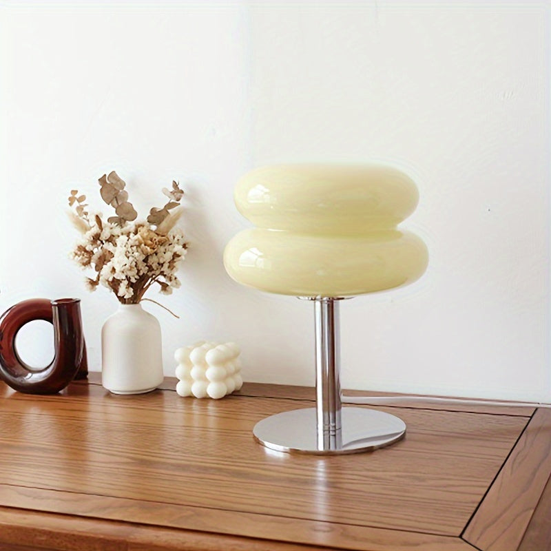 Lámpara de mesa de vidrio regulable - Disponible en 5 colores – Luz ambiental LED con conexión USB, diseño moderno para dormitorio, sala de estar u oficina
