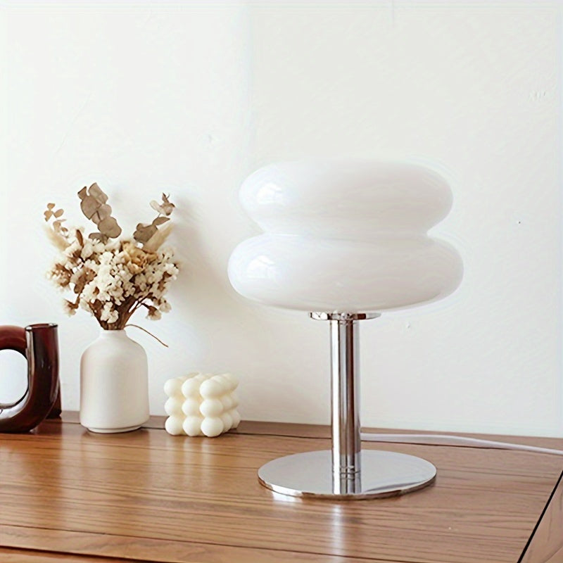 Lámpara de mesa de vidrio regulable - Disponible en 5 colores – Luz ambiental LED con conexión USB, diseño moderno para dormitorio, sala de estar u oficina