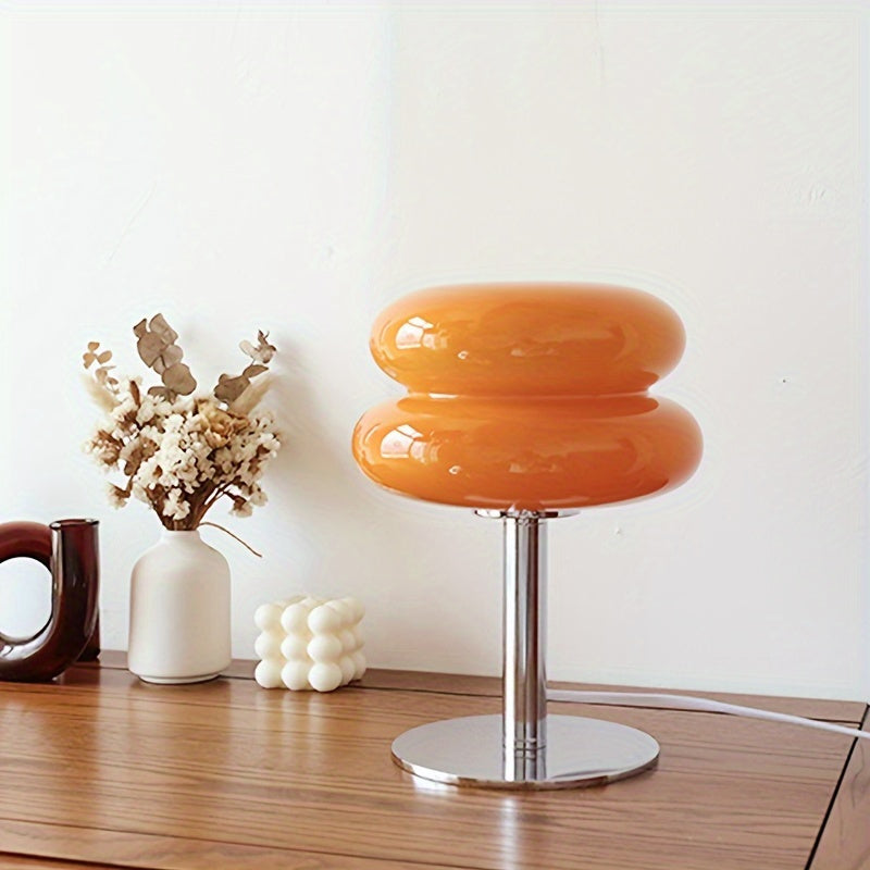 Lámpara de mesa de vidrio regulable - Disponible en 5 colores – Luz ambiental LED con conexión USB, diseño moderno para dormitorio, sala de estar u oficina