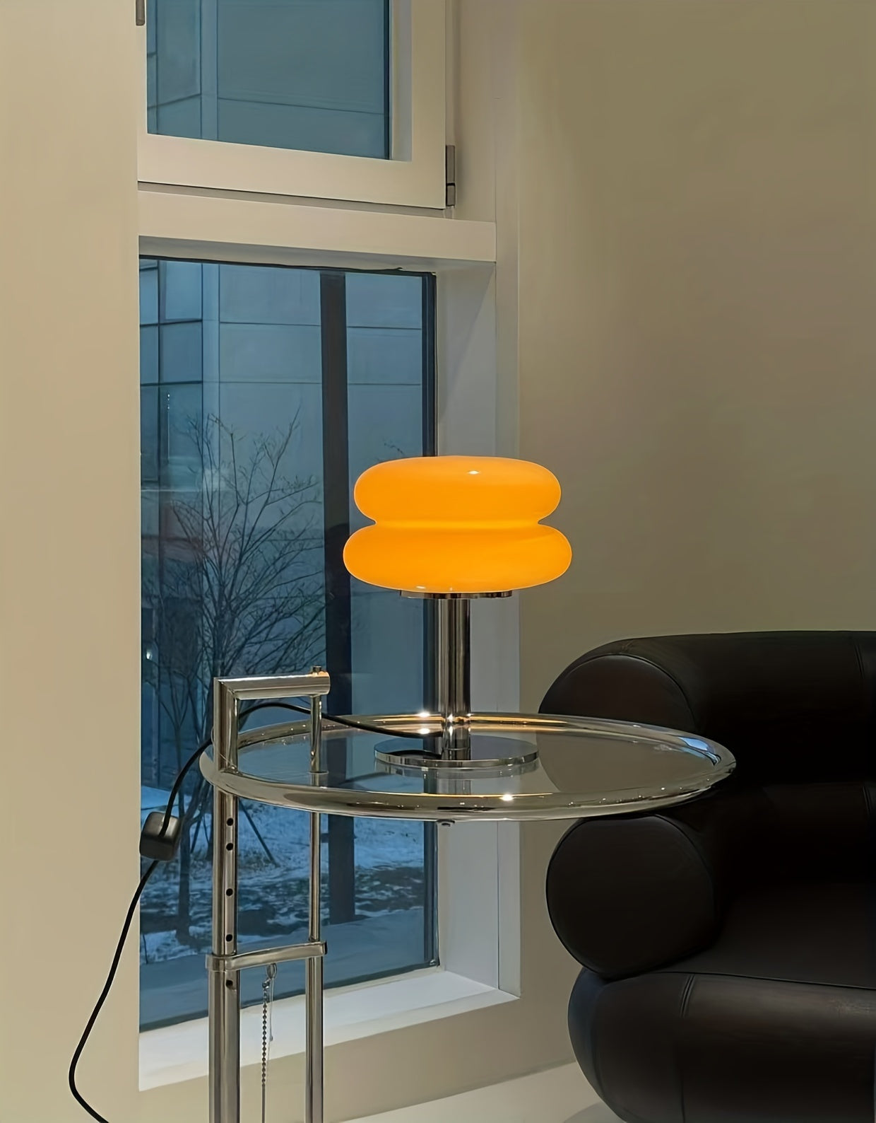 Lámpara de mesa de vidrio regulable - Disponible en 5 colores – Luz ambiental LED con conexión USB, diseño moderno para dormitorio, sala de estar u oficina