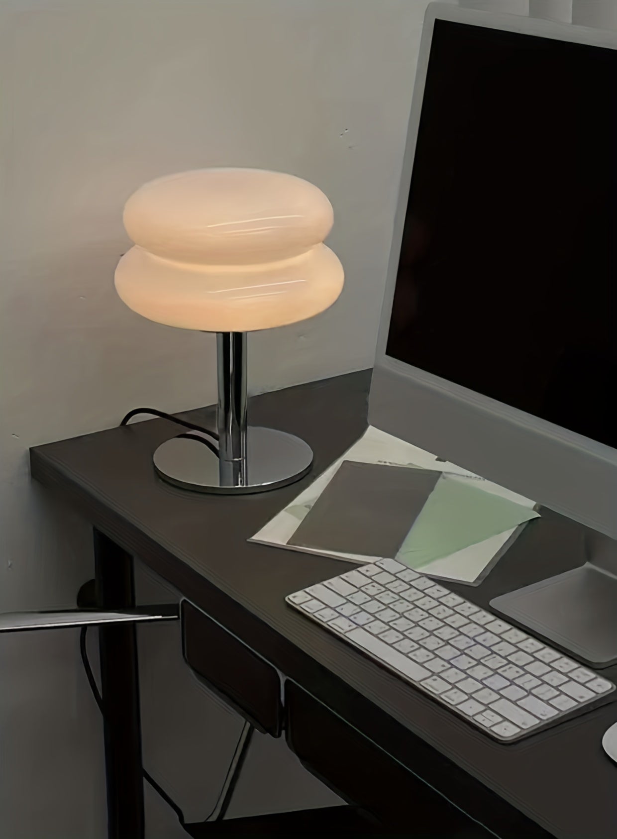 Lámpara de mesa de vidrio regulable - Disponible en 5 colores – Luz ambiental LED con conexión USB, diseño moderno para dormitorio, sala de estar u oficina