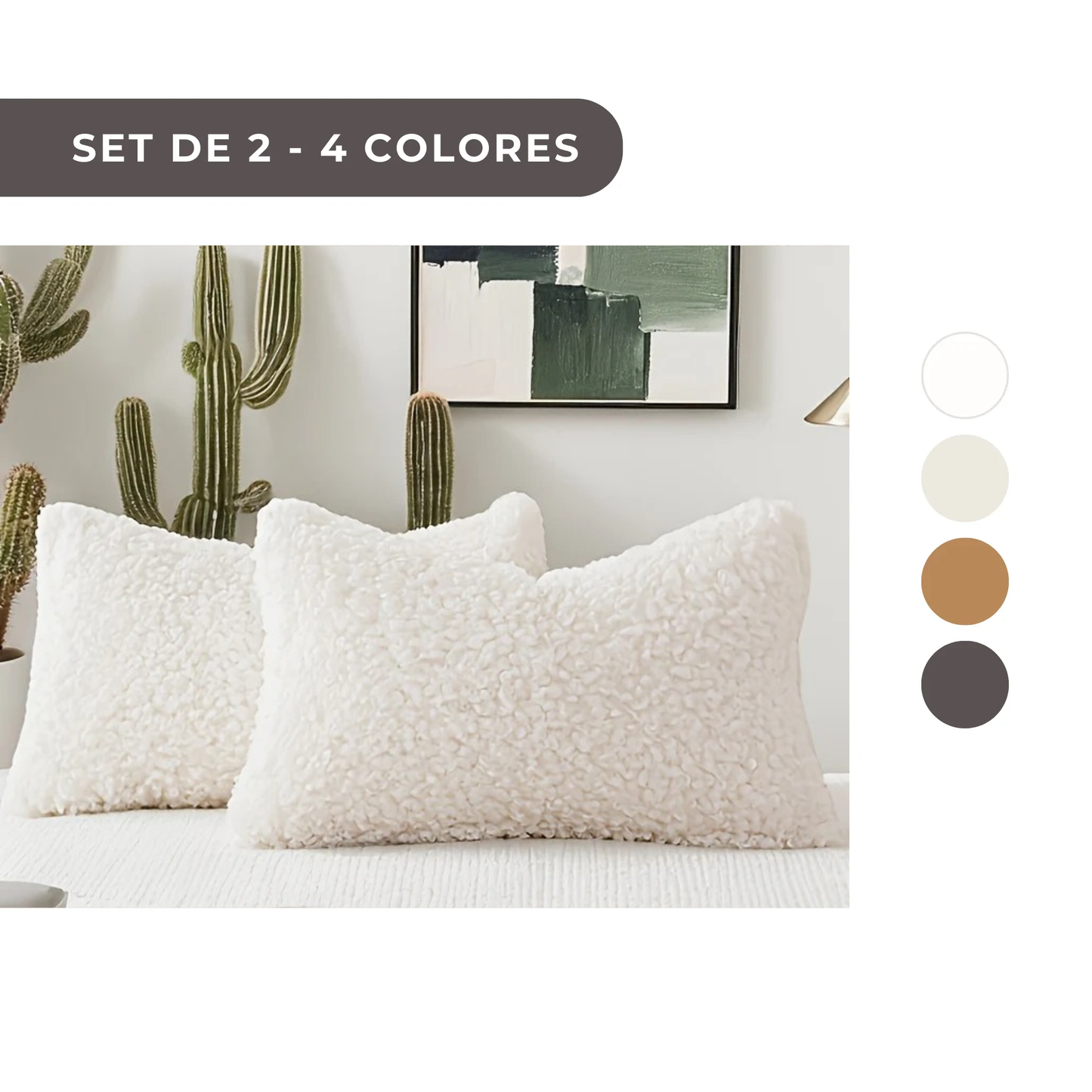 2 PIEZAS - Set de 2 fundas de cojín Teddy Sheep Curl de estilo contemporáneo disponible en 4 colores ideales para sofás y cama - Suaves y aterciopeladas, 100% Poliéster, 30x50cm