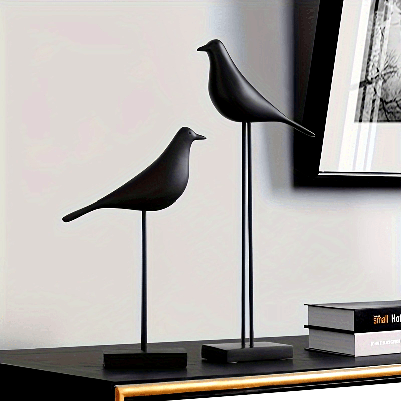 Figura decorativa de ave estilo nórdico – Diseño moderno y minimalista – Disponible en blanco o negro, en tamaño largo o corto