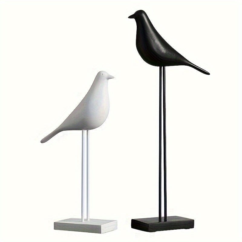 Figura decorativa de ave estilo nórdico – Diseño moderno y minimalista – Disponible en blanco o negro, en tamaño largo o corto