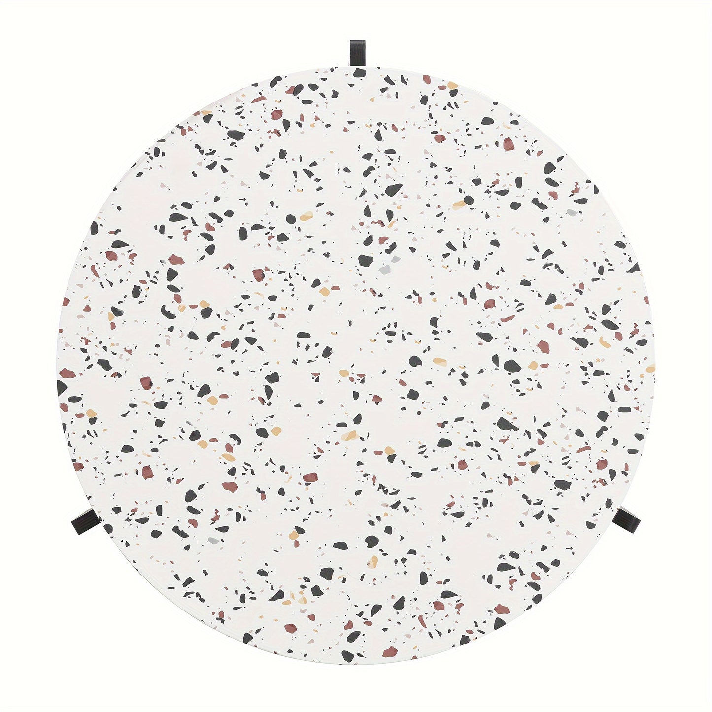 2 PIEZAS - Set de 2 mesas de centro a juego estilo contemporáneo para salón o sala de estar - Set de mesa lateral + mesa de centro - Sobre imitación terrazo y estructura de madera pintada en negro