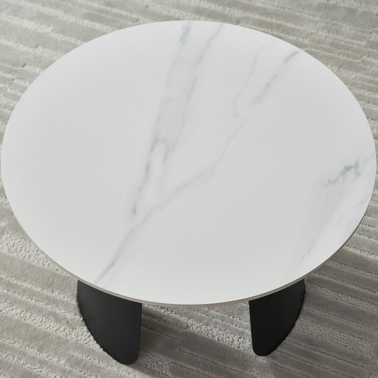 2 PIEZAS - Set de 2 mesas auxiliares estilo minimalista - Diseño multifuncional - Sobre de piedra y patas metálicas