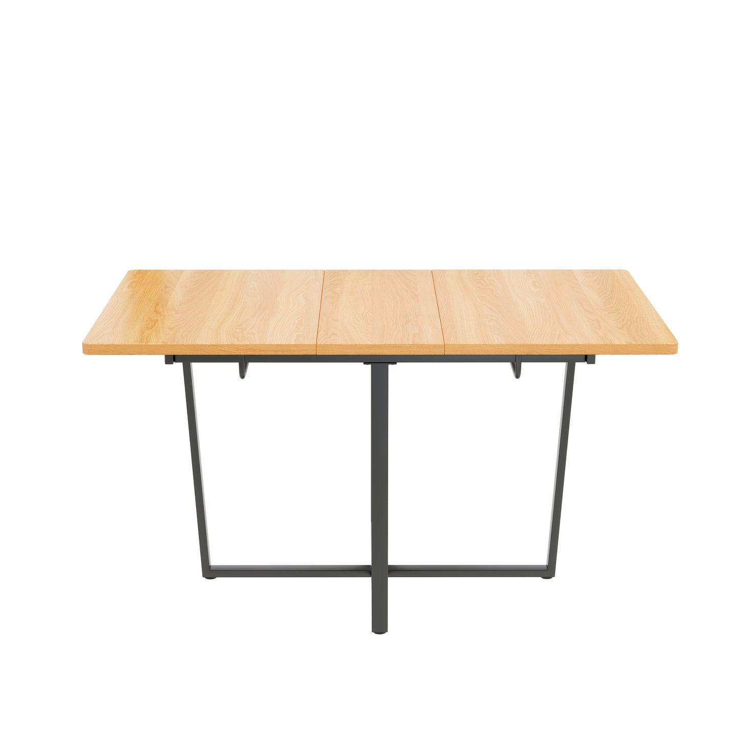 Mesa de comedor extensible estilo industrial / contemporáneo - Acabado en madera y estructura metálica negro - Ajustable de 110cm a 140cm