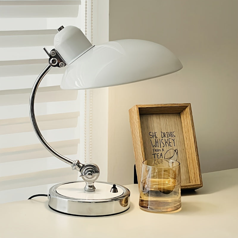Lámpara de mesa estilo moderno con cuello de cisne – Acabado metálico pulido, luz incluida - Disponible en blanco y negro