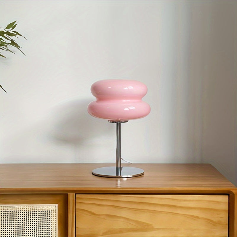 Lámpara de mesa de vidrio regulable - Disponible en 5 colores – Luz ambiental LED con conexión USB, diseño moderno para dormitorio, sala de estar u oficina