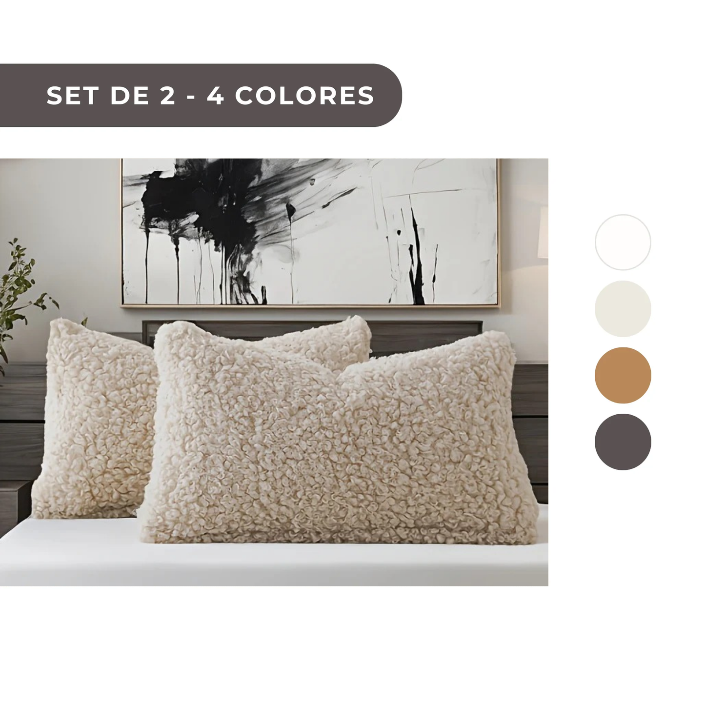 2 PIEZAS - Set de 2 fundas de cojín Teddy Sheep Curl de estilo contemporáneo disponible en 4 colores ideales para sofás y cama - Suaves y aterciopeladas, 100% Poliéster, 30x50cm