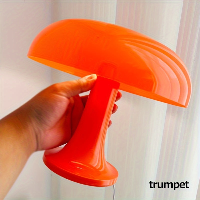 Lámpara de mesa moderna en acrílico naranja en forma de seta, disponible en dos tamaños - Iluminación LED conexión por USB con luz tricolor