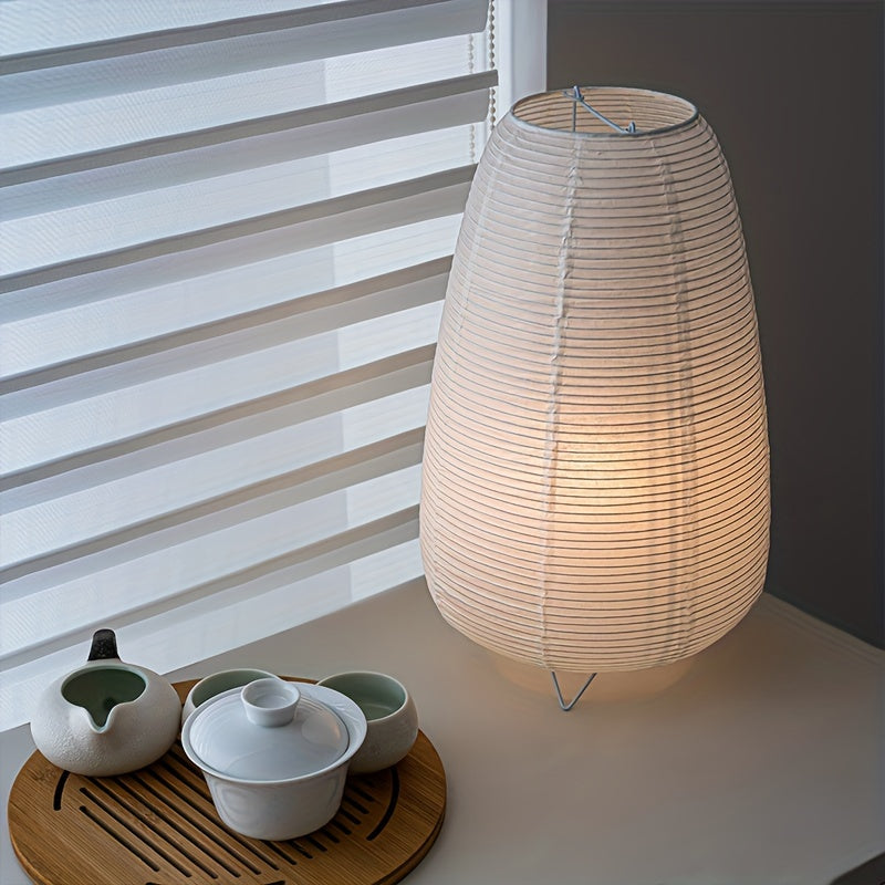 Lámpara de mesa moderna con pantalla de papel – Base de metal pulido, alimentada por USB, luz ambiental para dormitorio, sala de estar o bar