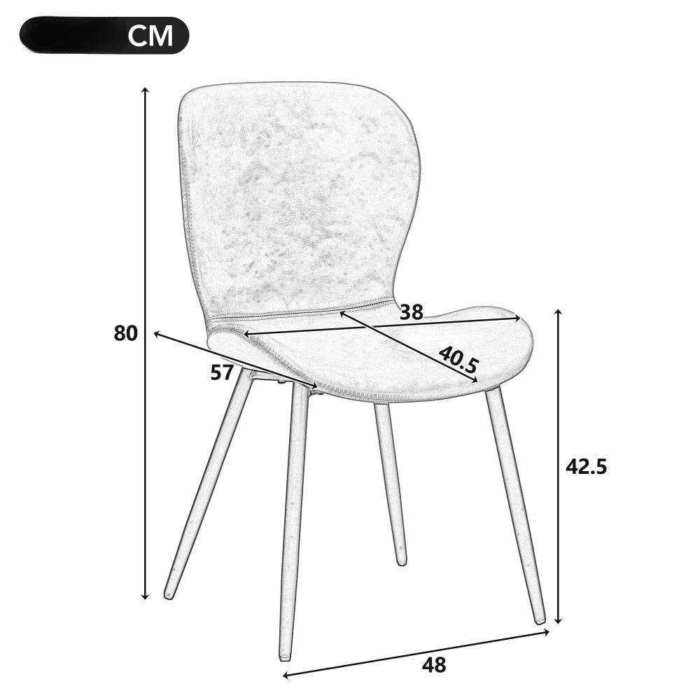 2 PIEZAS - Sillas de comedor, salón, escritorio de estilo moderno / nórdico - Tapizado en cuero sintético vintage y patas metálicas en negro - Disponible en dos colores