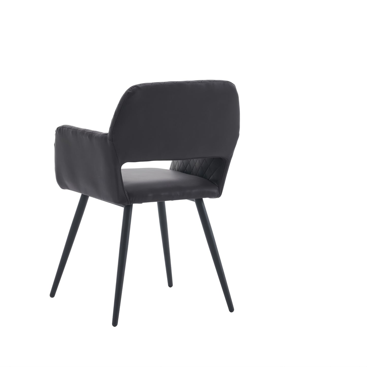 2 PIEZAS - Sillas de comedor de estilo contemporáneo tapizada en cuero sintético con reposabrazos y respaldo abierto