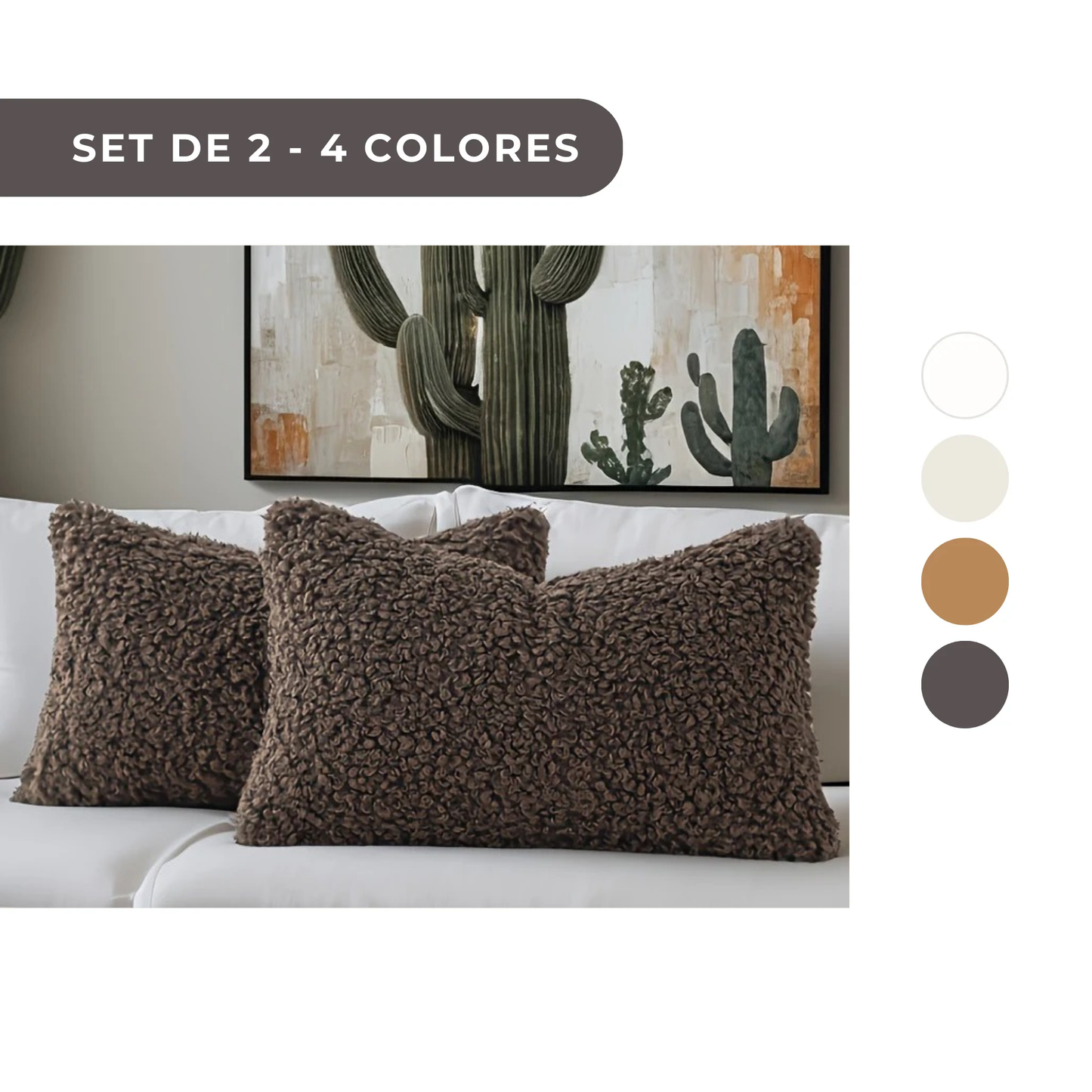 2 PIEZAS - Set de 2 fundas de cojín Teddy Sheep Curl de estilo contemporáneo disponible en 4 colores ideales para sofás y cama - Suaves y aterciopeladas, 100% Poliéster, 30x50cm