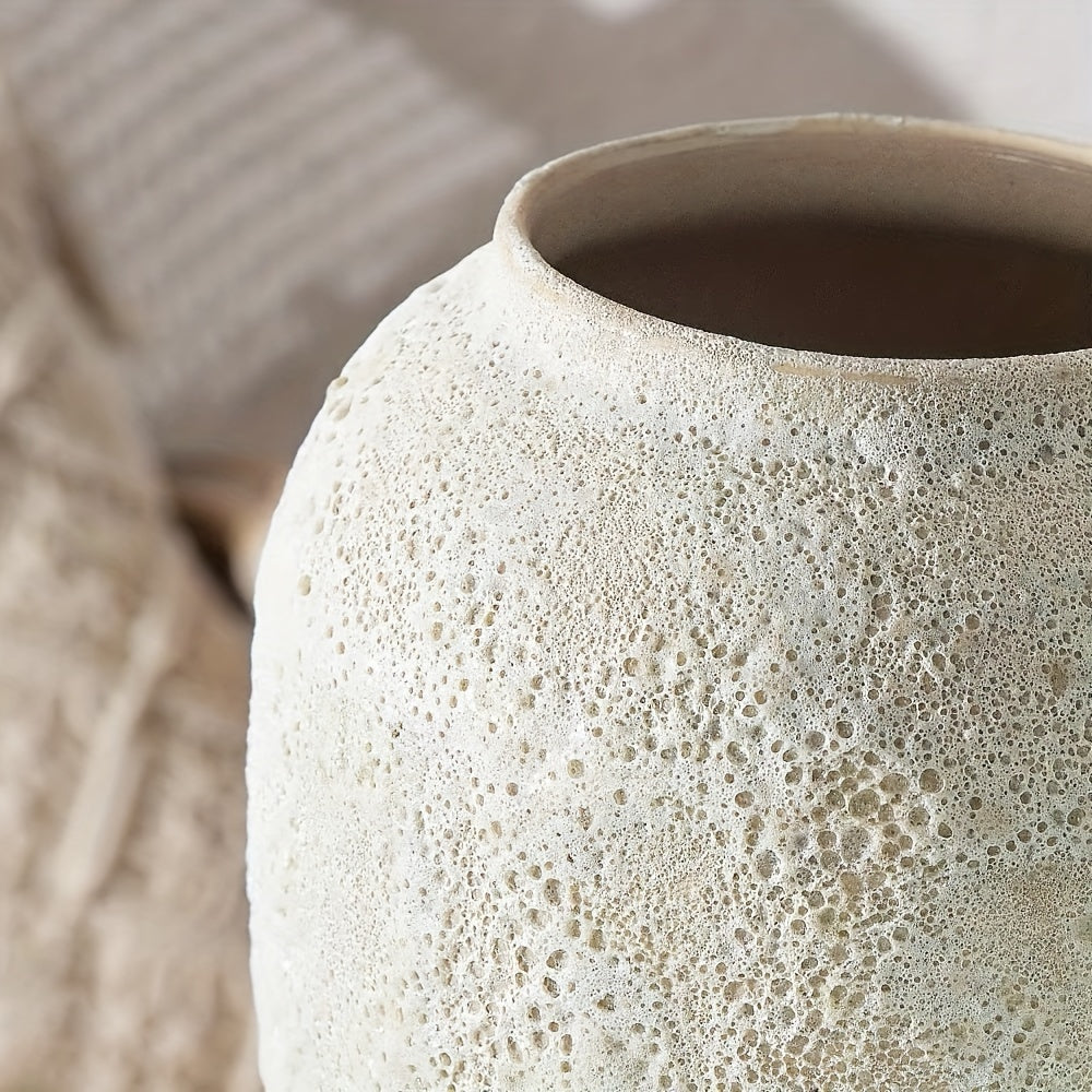 Jarrón de cerámica estilo rústico boho - Decoración natural para sala, comedor y más, 35cm alto