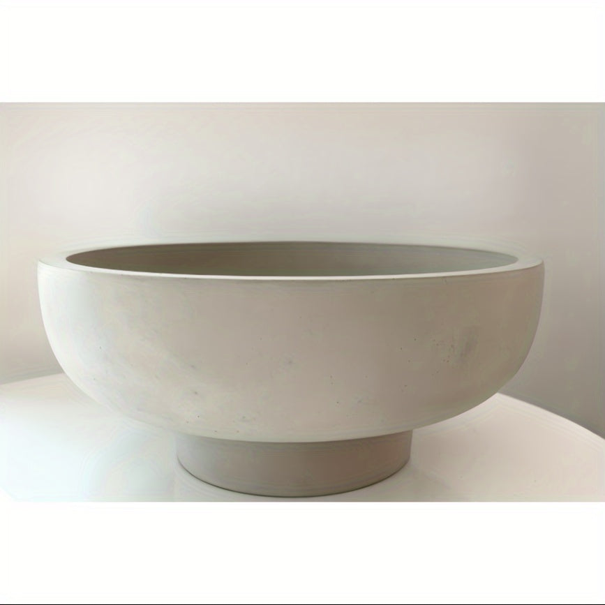 Bowl de piedra estilo moderno - Centro de mesa con base elevada y acabado pulido, 26,6cm de diámetro