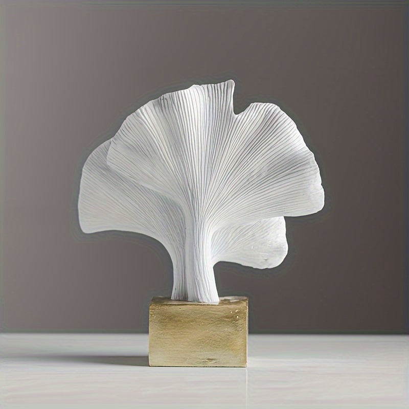 Escultura decorativa en resina - 3 Hojas de Ginkgo abstracta, arte elegante para interior