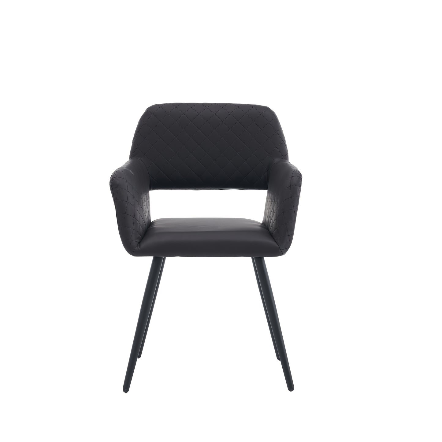 2 PIEZAS - Sillas de comedor de estilo contemporáneo tapizada en cuero sintético con reposabrazos y respaldo abierto