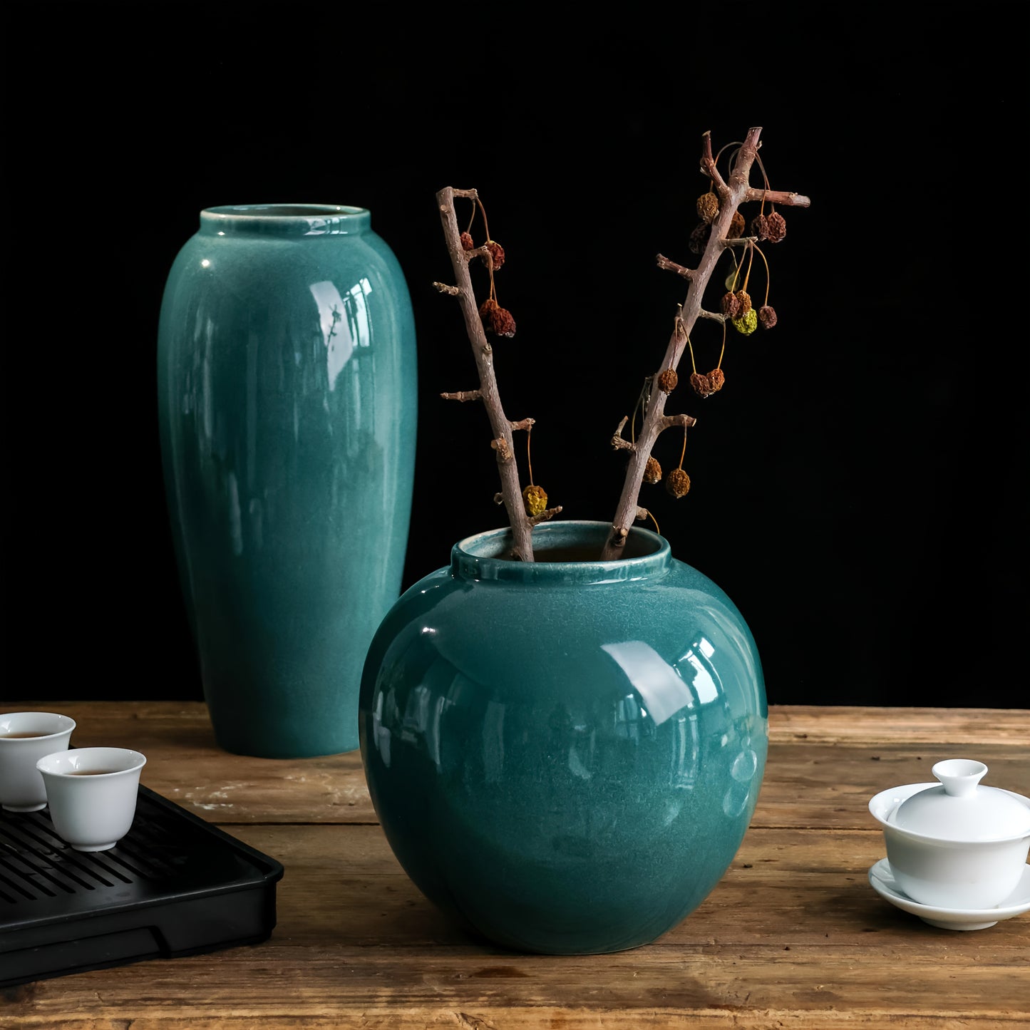 Jarrón decorativo contemporáneo de cerámica acabado brillante – Disponible en dos tamaños - Hecho a mano, sin PVC, ideal para centros de mesa y estanterías