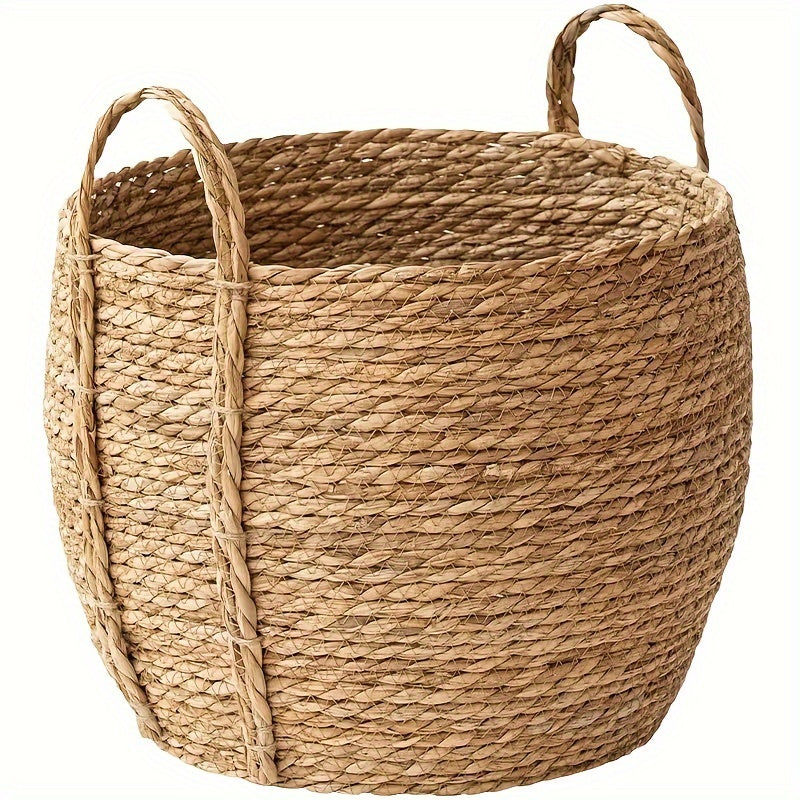 Cesta decorativa tejida a mano - Disponible en 3 tamaños - Cubremaceta rústico de tallos de sorgo con asas