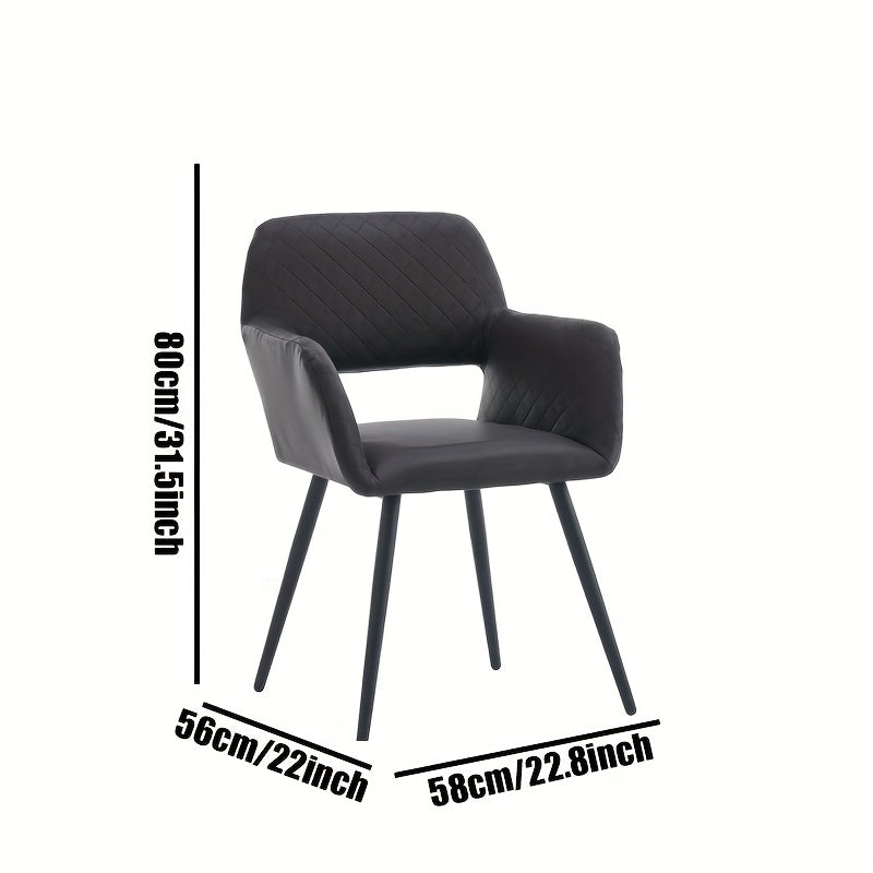 2 PIEZAS - Sillas de comedor de estilo contemporáneo tapizada en cuero sintético con reposabrazos y respaldo abierto