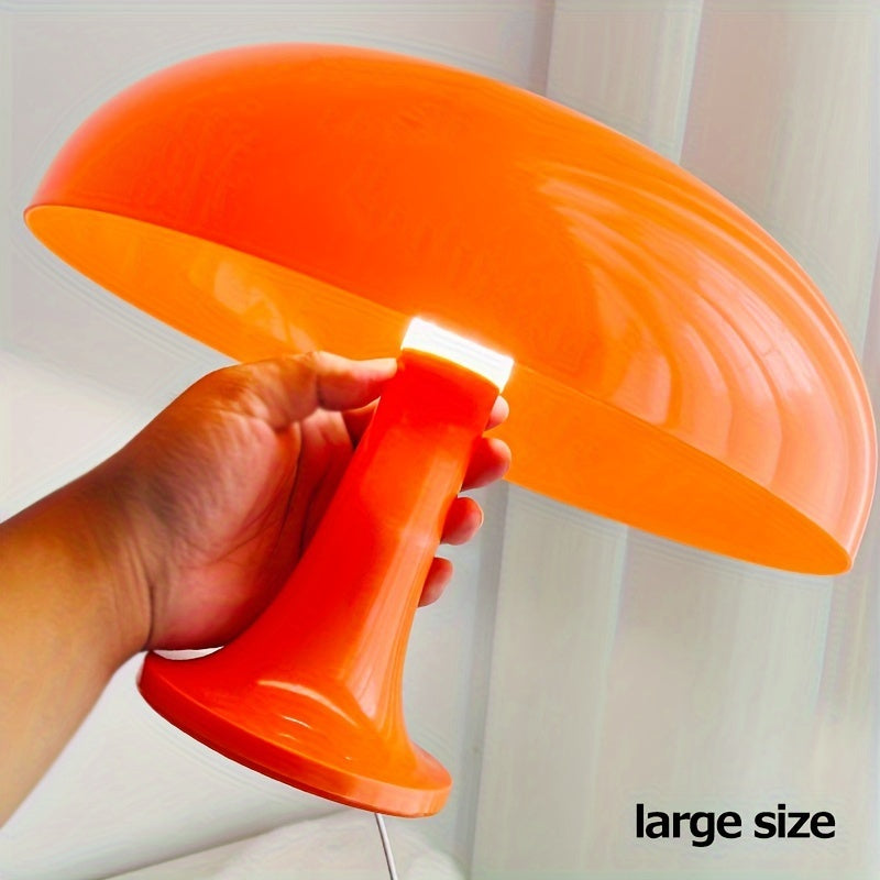 Lámpara de mesa moderna en acrílico naranja en forma de seta, disponible en dos tamaños - Iluminación LED conexión por USB con luz tricolor
