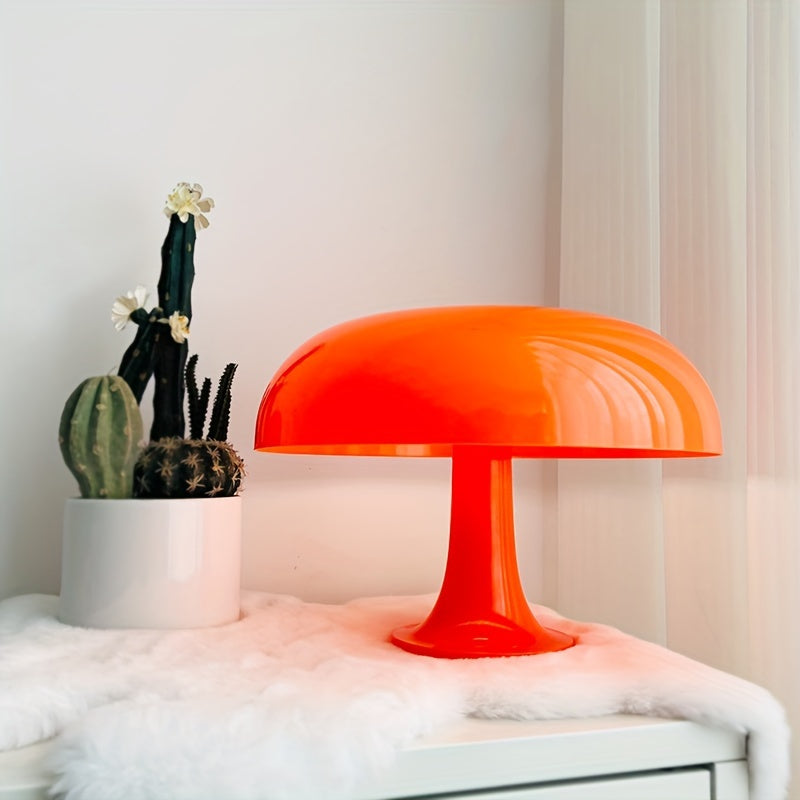 Lámpara de mesa moderna en acrílico naranja en forma de seta, disponible en dos tamaños - Iluminación LED conexión por USB con luz tricolor
