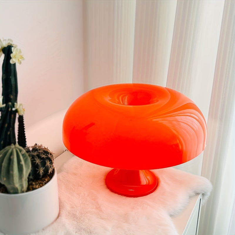 Lámpara de mesa moderna en acrílico naranja en forma de seta, disponible en dos tamaños - Iluminación LED conexión por USB con luz tricolor