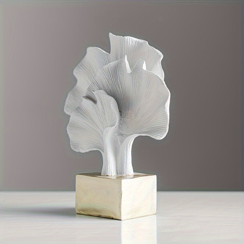 Escultura decorativa en resina - 3 Hojas de Ginkgo abstracta, arte elegante para interior