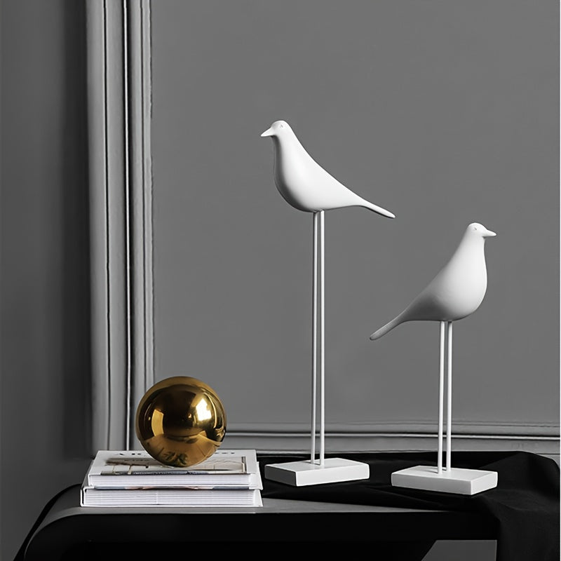 Figura decorativa de ave estilo nórdico – Diseño moderno y minimalista – Disponible en blanco o negro, en tamaño largo o corto