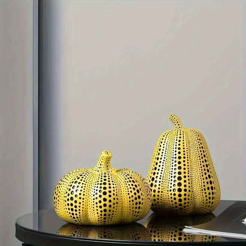 Calabaza decorativa con lunares - "Polka Dot Pumpkin" - Inspiración Yayoi Kusama en resina 2 variantes disponibles