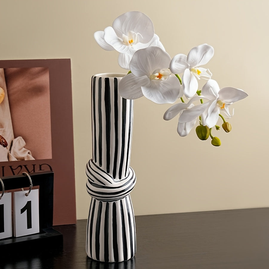Jarrón decorativo de cerámica a rayas - Diseño de Nudo moderno y sofisticado disponible en dos variantes