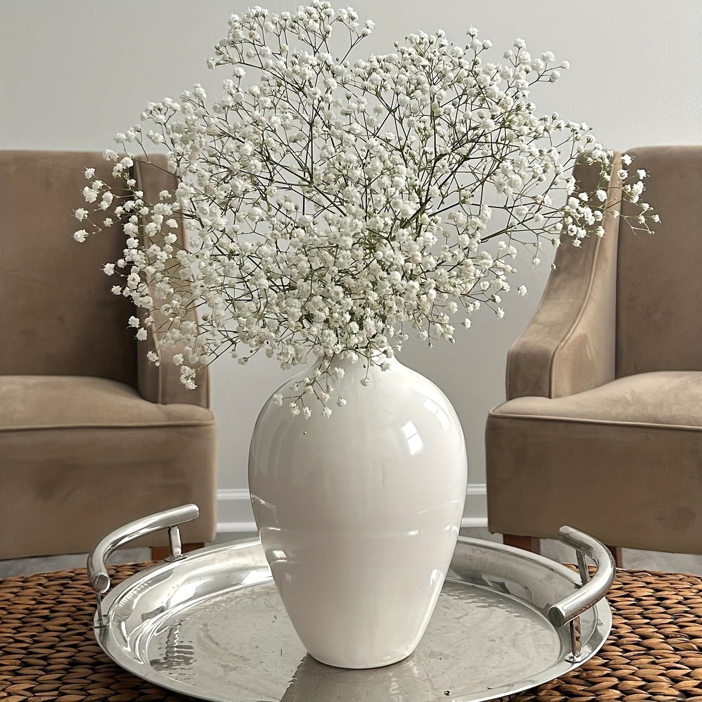 Jarrón de cerámica blanco estilo contemporáneo - 17,7x25,4cm ancho por alto - Elegancia moderna para tu decoración