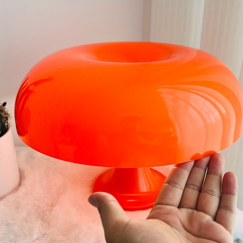 Lámpara de mesa moderna en acrílico naranja en forma de seta, disponible en dos tamaños - Iluminación LED conexión por USB con luz tricolor