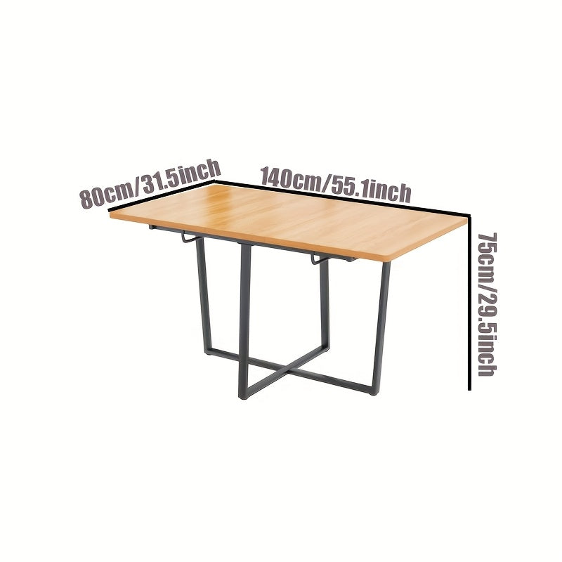 Mesa de comedor extensible estilo industrial / contemporáneo - Acabado en madera y estructura metálica negro - Ajustable de 110cm a 140cm