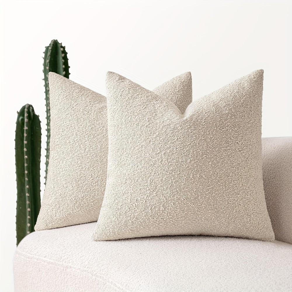 1 PIEZA - Funda de cojín estilo vintage disponible en 5 tonos - Tejido bouclé texturizado en color sólido, 45x45 cm