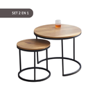 2 PIEZAS - Juego de 2 mesas de centro de estilo moderno / industrial - Combinación 2 en 1