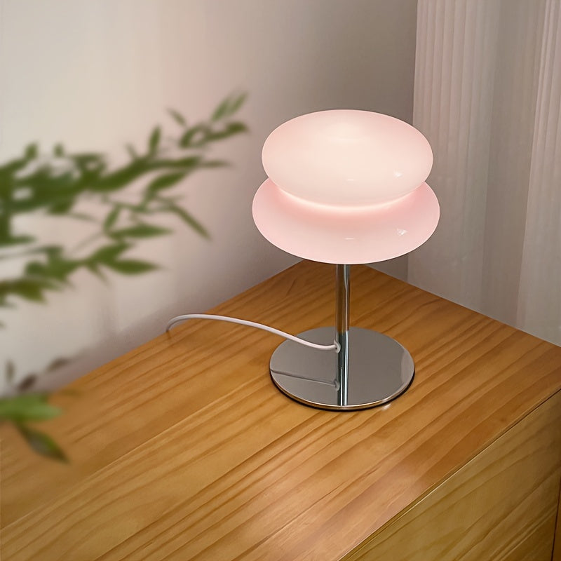 Lámpara de mesa de vidrio regulable - Disponible en 5 colores – Luz ambiental LED con conexión USB, diseño moderno para dormitorio, sala de estar u oficina
