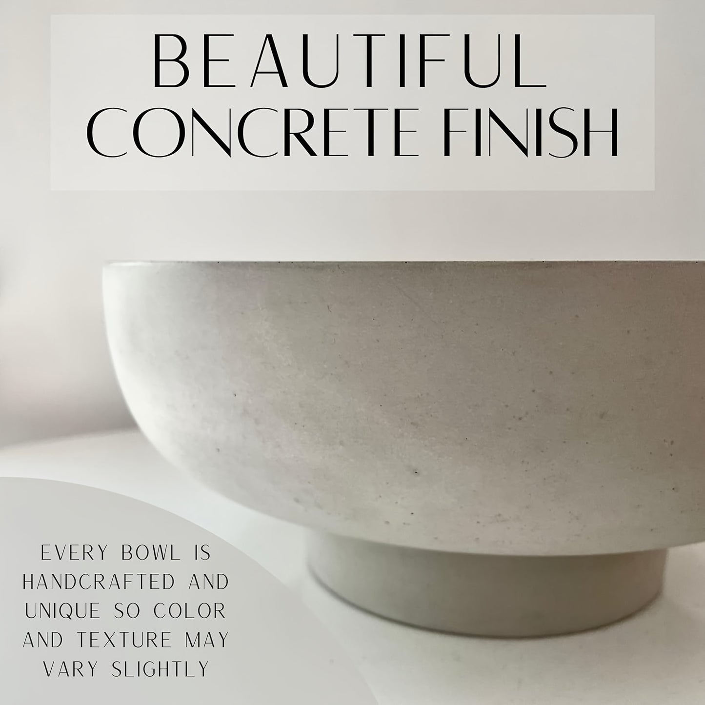 Bowl de piedra estilo moderno - Centro de mesa con base elevada y acabado pulido, 26,6cm de diámetro
